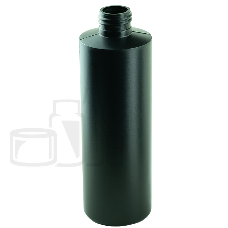8oz HDPE Plastic Black Cylinder Bottle 24-410(484/case)