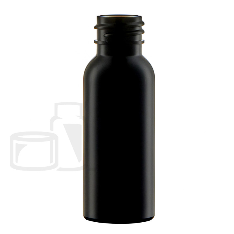 1oz Black Cosmo Round PET Plastic Bottle 20-410 - 1700/case