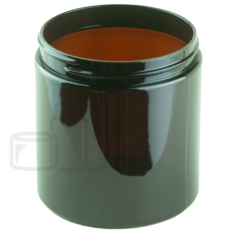8oz Amber PET Plastic Straight Sided Jar 70-400 Neck Finish