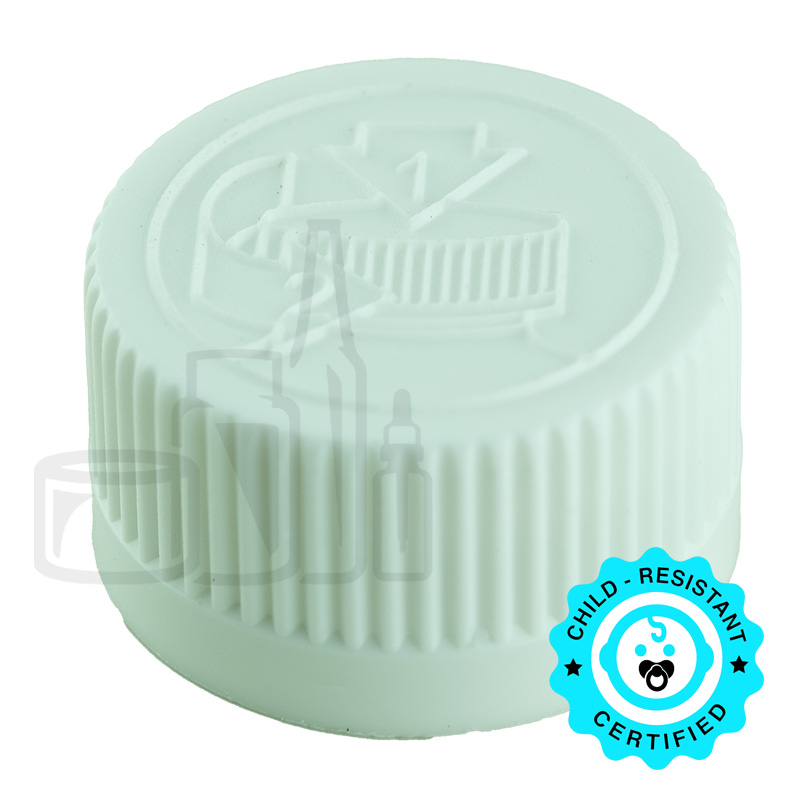 White 24-400 Child-Resistant Pictorial Cap with P21 HS035.025 Liner and Red SFYP (3,200/case)