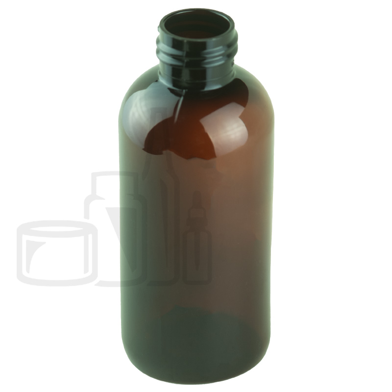 4oz Amber PET Plastic Boston Round Bottle 24-410 Neck Finish (500/case)
