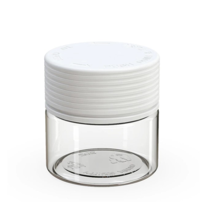 2oz PET Plastic Spiral Container TE/CRC Clear with Solid White Cap(400/cs)