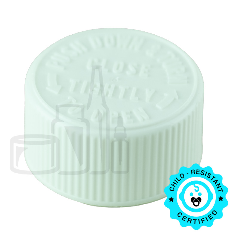 White CRC 28/400 cap with Push Down and Turn with HIS Liner - 2200/case