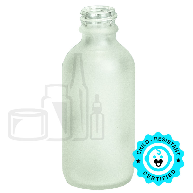 2oz Frosted Glass Boston Round Bottle 20-400 Neck Finish(210/case)