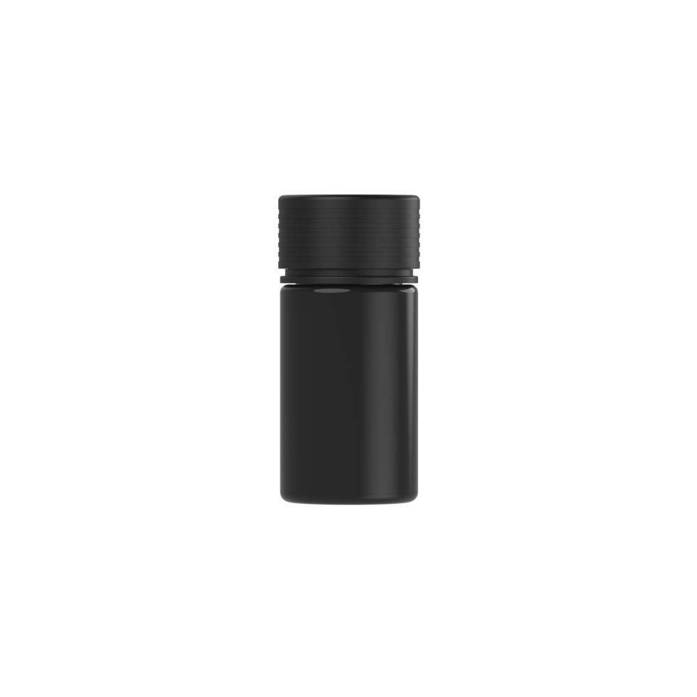 60ML PET Plastic BLACK MINI SPIRAL BOTTLE W/ CRC/TE BLACK CAP - 500/case