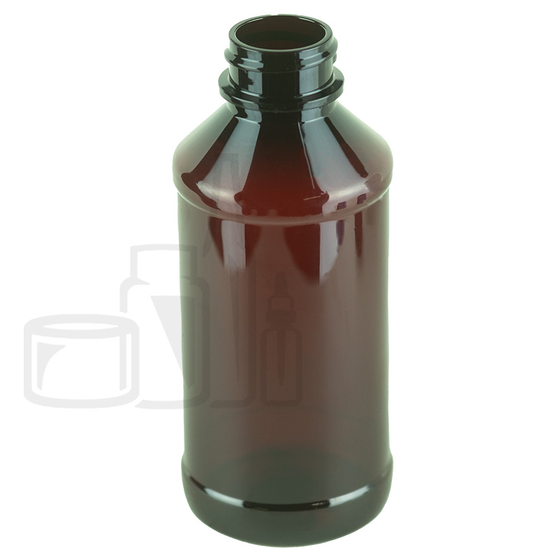 4oz PET Plastic Dark Amber Modern Round Bottle 24-410