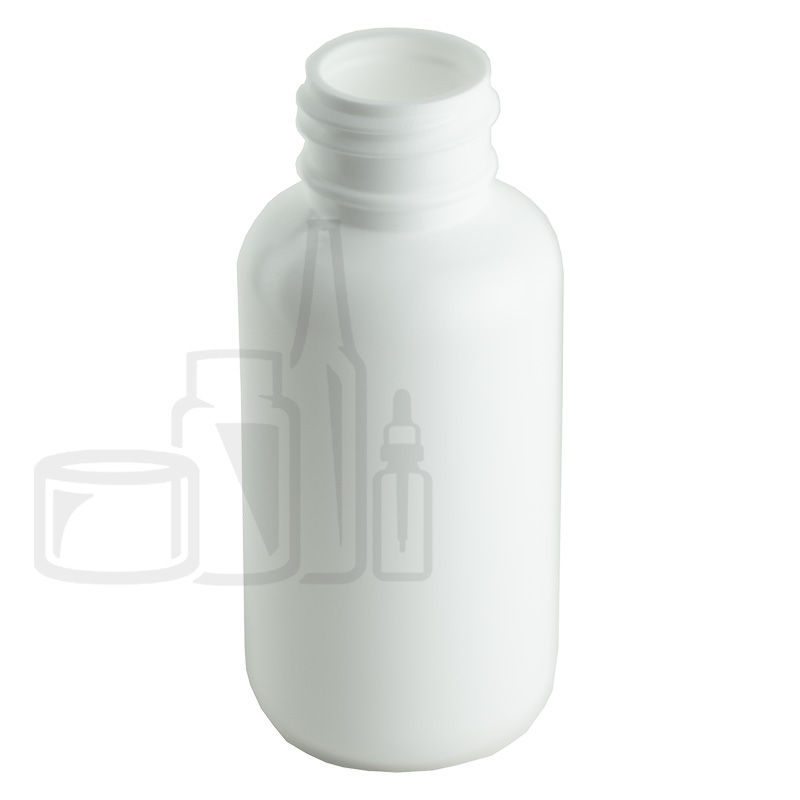 2oz White HDPE Plastic Boston Round Bottle 24-410 Neck Finish (1100/cs)
