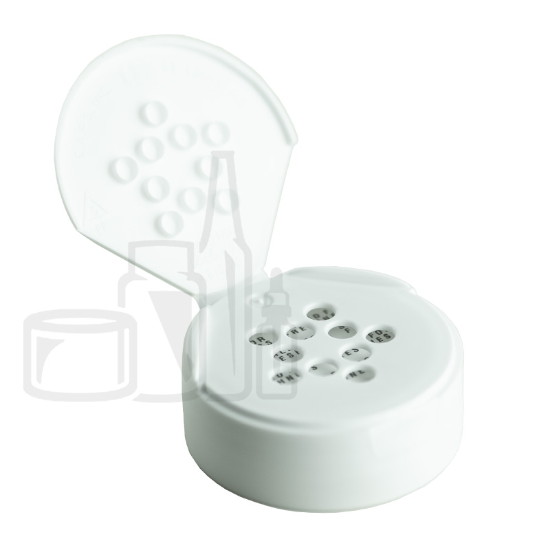 48-485 P/P White Smooth Flip Top Spice Hole Shaker Closure with Heat Induction Liner(1000/case)
