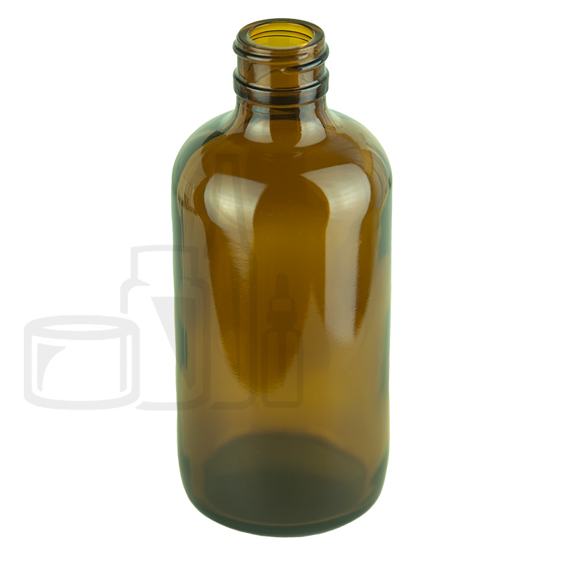 6oz Amber Glass Boston Round Bottle 24-400 Neck Finish