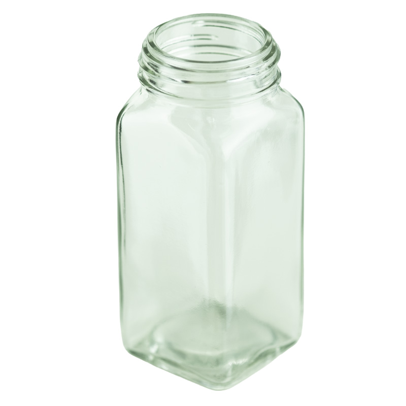 4oz Clear Glass Square Spice Jar with 43-485 Neck Finish (12/case)