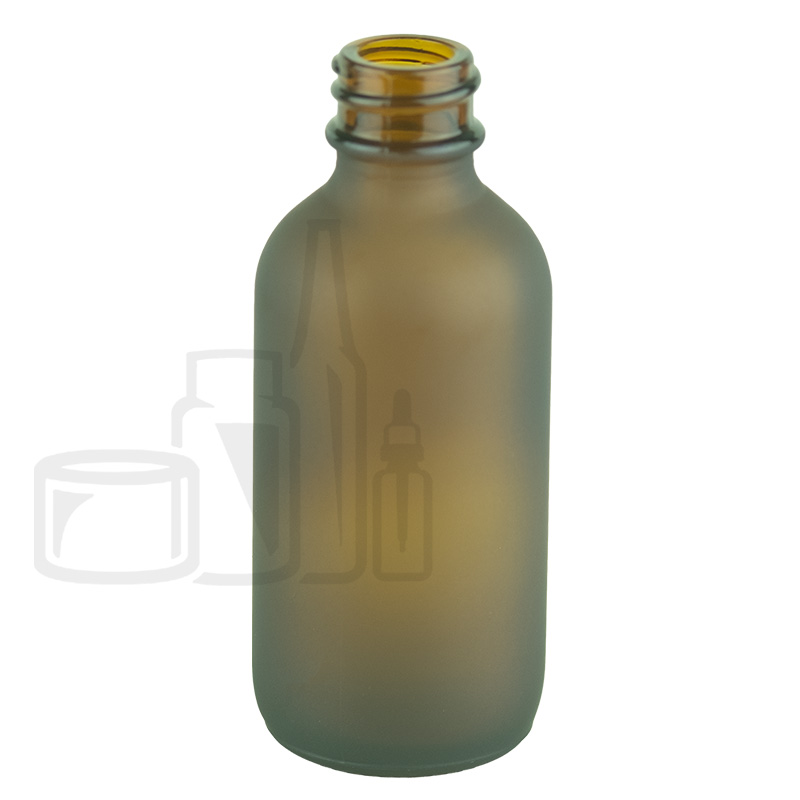 2oz (60ml) Frosted Amber Glass Boston Round Bottle 18-400 - 210/case