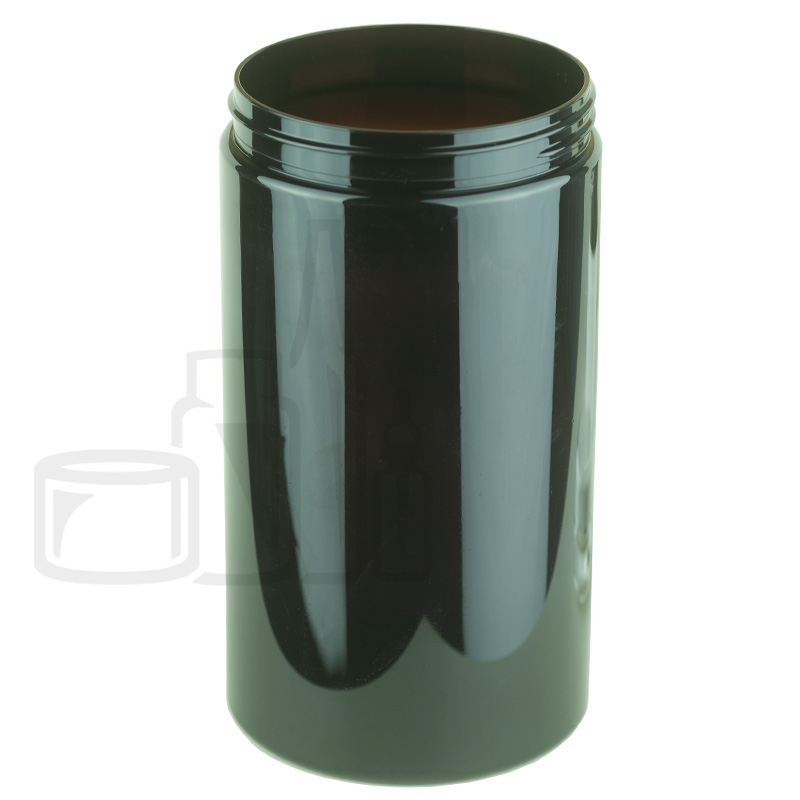 32oz Dark Amber PET Plastic Round Jar with 89-400 Neck Finish (99/case)