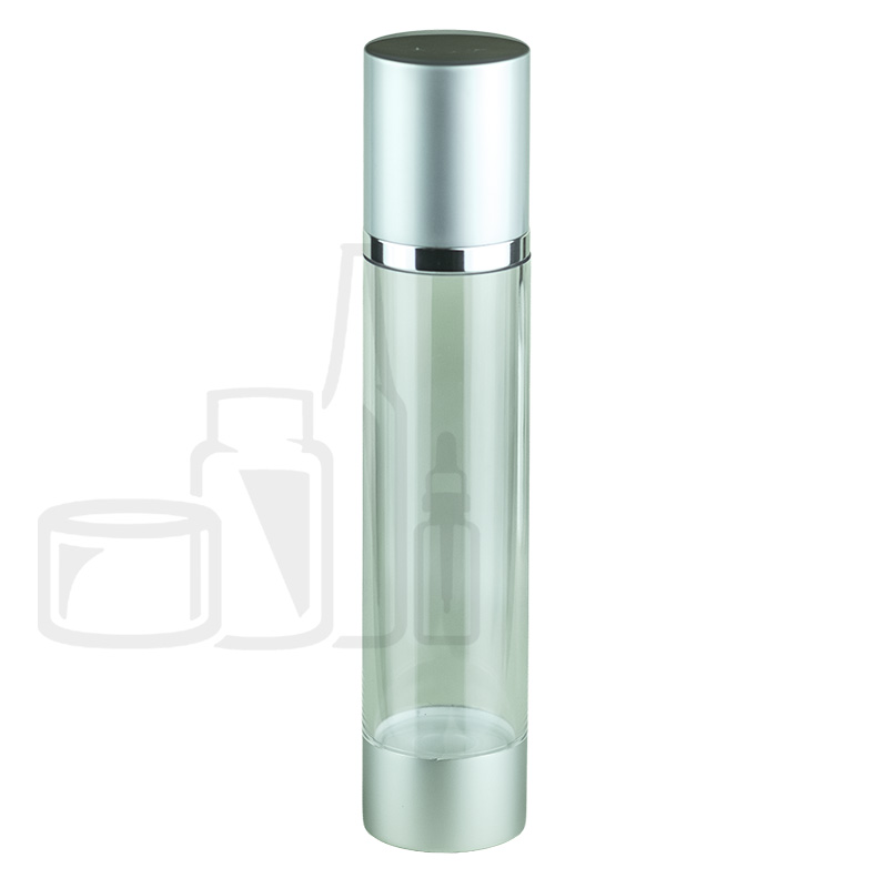 120ml SAN airless bottle, clear body, silver pump/cap - 80/case