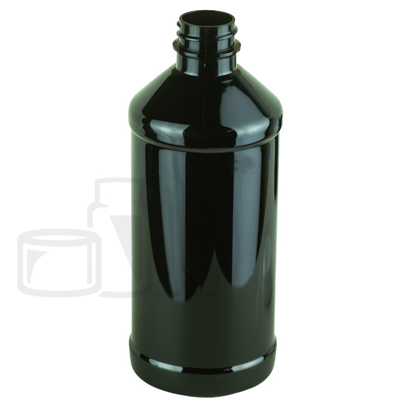 16oz PET Plastic Amber Modern Round Bottle 28-400 Neck Finish