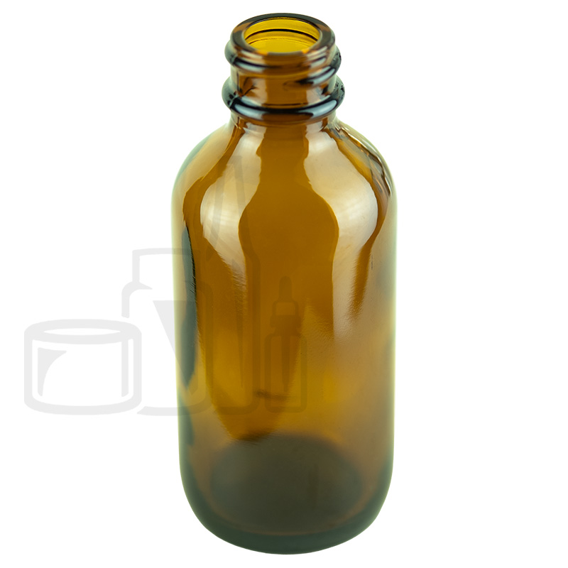 2oz Amber Glass Boston Round Bottle with 20-400 Neck Finish (240/case)