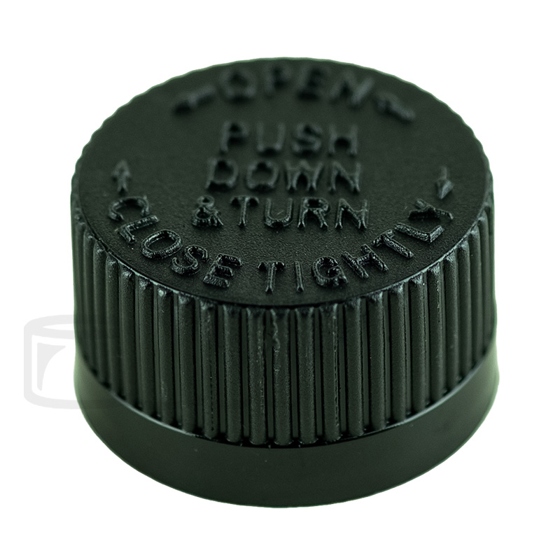 20-400 Black PP Plastic Child Resistant Closure - Pressure Seal Liner (5000/case)