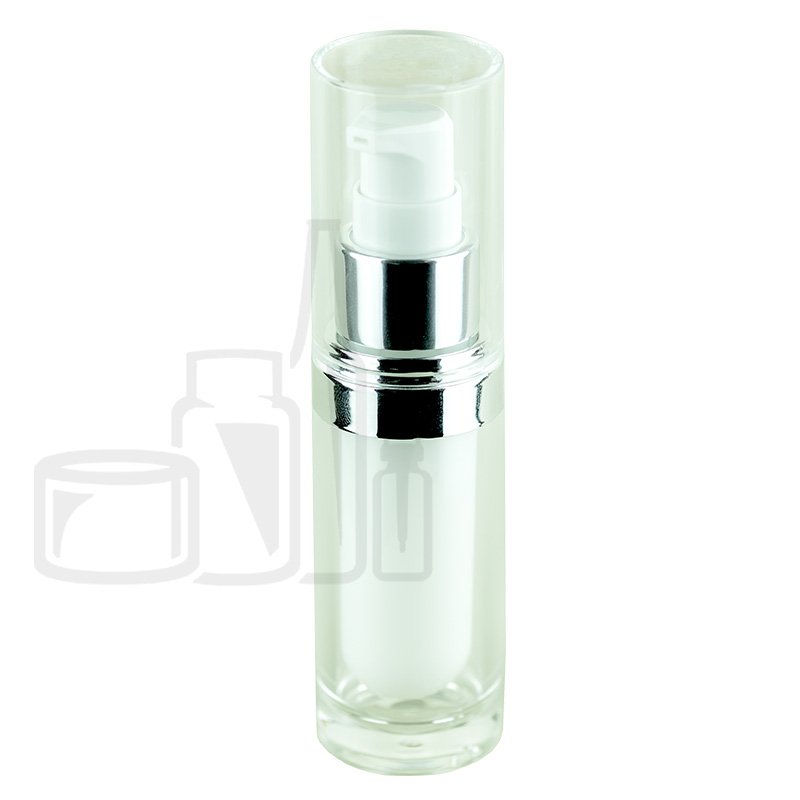 Stock 15ml double wall acrylic bottle with white inner bottle