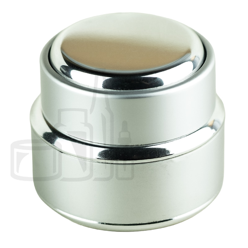 Stock 15ml aluminum jar, silver color, glass inner jar