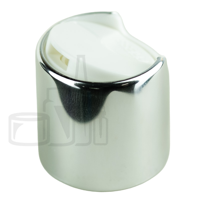 Disc cap, white 24/410 cuffed shiny silver aluminum collar