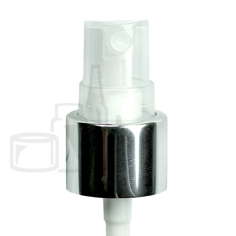 Stock 20/410 mist sprayer for 60ml glass bottle, shiny silver collar