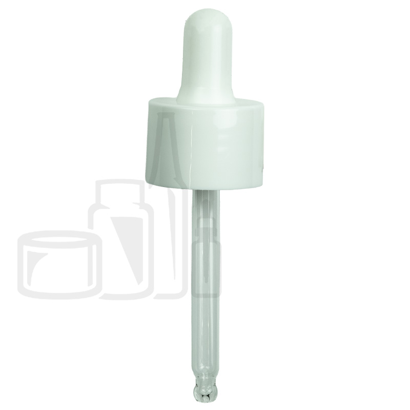 Dropper for 30ml glass bottle, 24/410 white,round tip, white siliclver aluminum collar