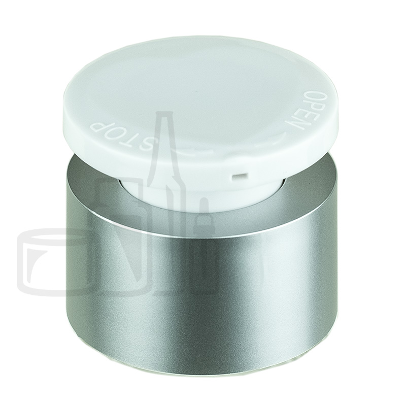 Stock 30ml pump matte silver collar and white actuator