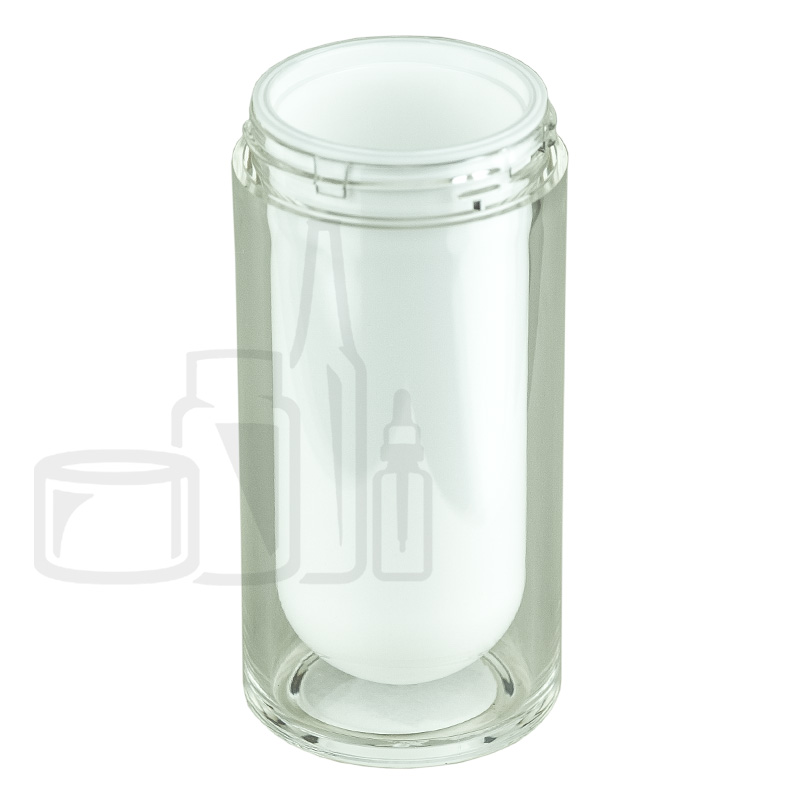 Stock 30ml double-wall airless bottle, clear outer bottle,white inner bottle