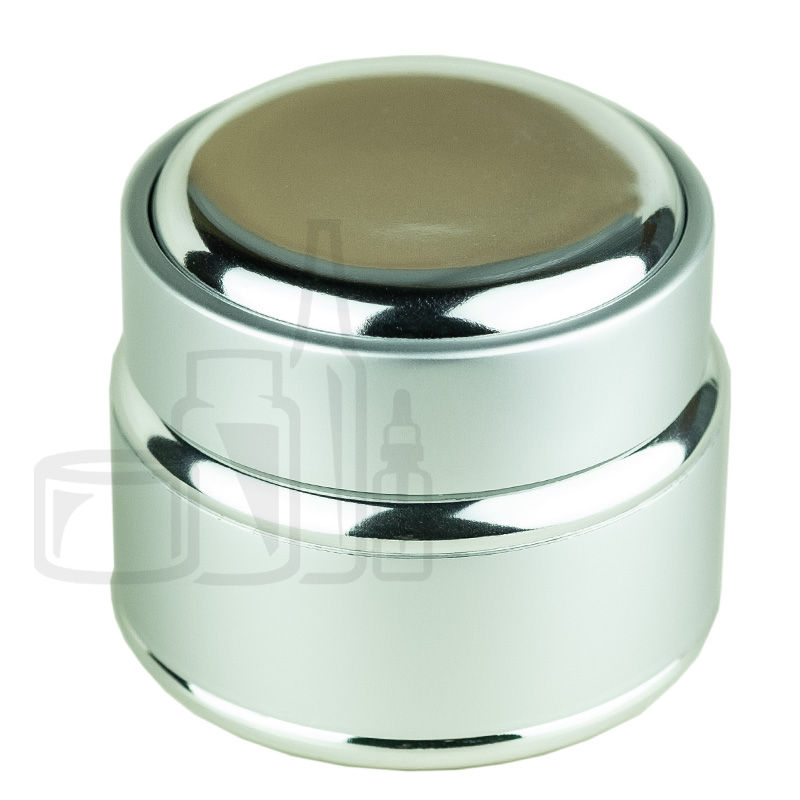 Stock 30ml aluminum jar, silver color, glass inner jar