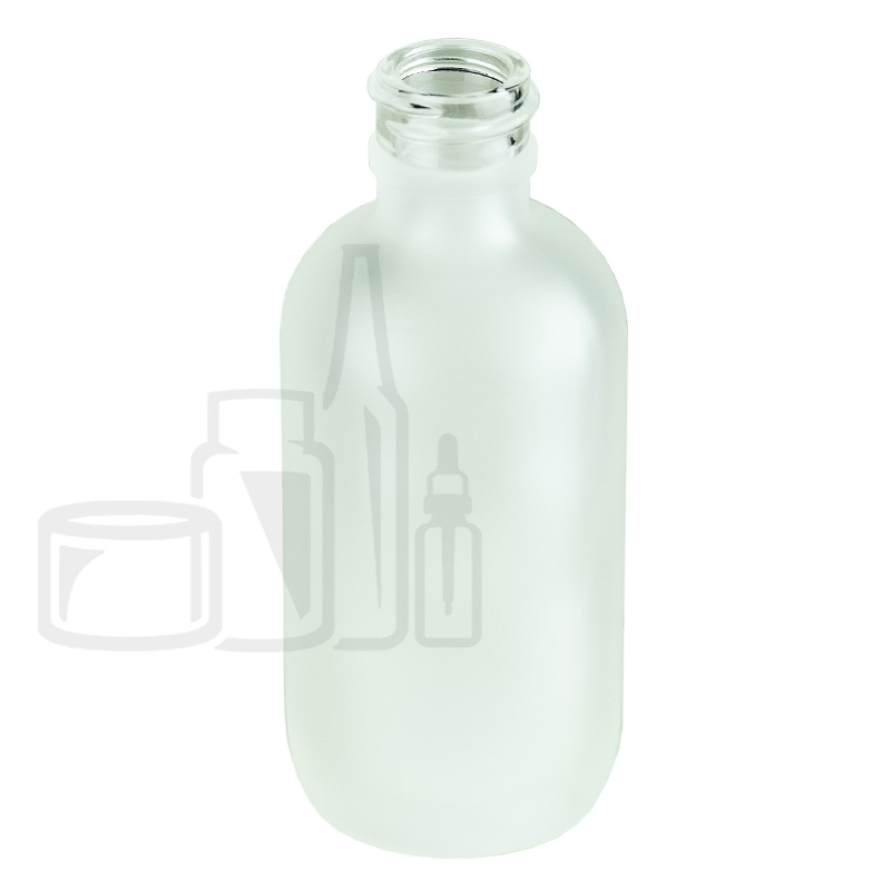2oz Frosted Glass Boston Round Bottle 20-400 Neck Finish(240/case)