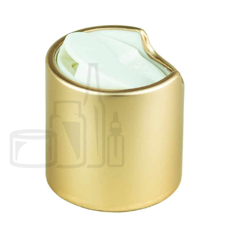 Disc cap, white 24/410 cuffed matte gold aluminum collar