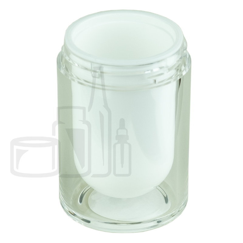 Stock 15ml double-wall airless bottle, clear outer bottle,white inner bottle