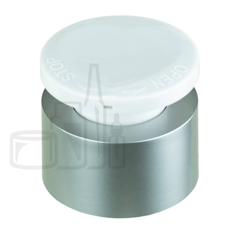 Stock 15ml pump matte silver collar and white actuator