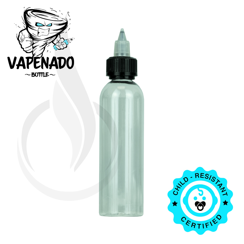 VAPENADO 120ml Bottle with Black/Clear Cap TALL(650/case)