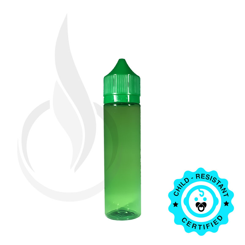 V1 - 60ML GREEN PET Plastic CHUBBY GORILLA BOTTLE W/ CRC/TE GREEN CAP